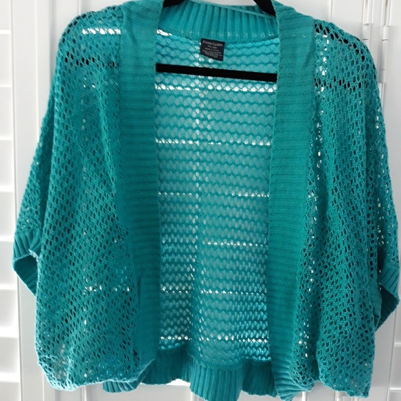 Faded Glory Sweaters - Adorable Aqua shrug, XXL/20 Faded Glory Sweaters - Adorable Aqua shrug, XXL/20